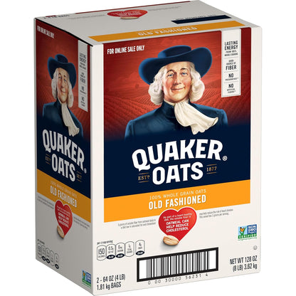 Two 64 oz bags of Quaker rolled oats
