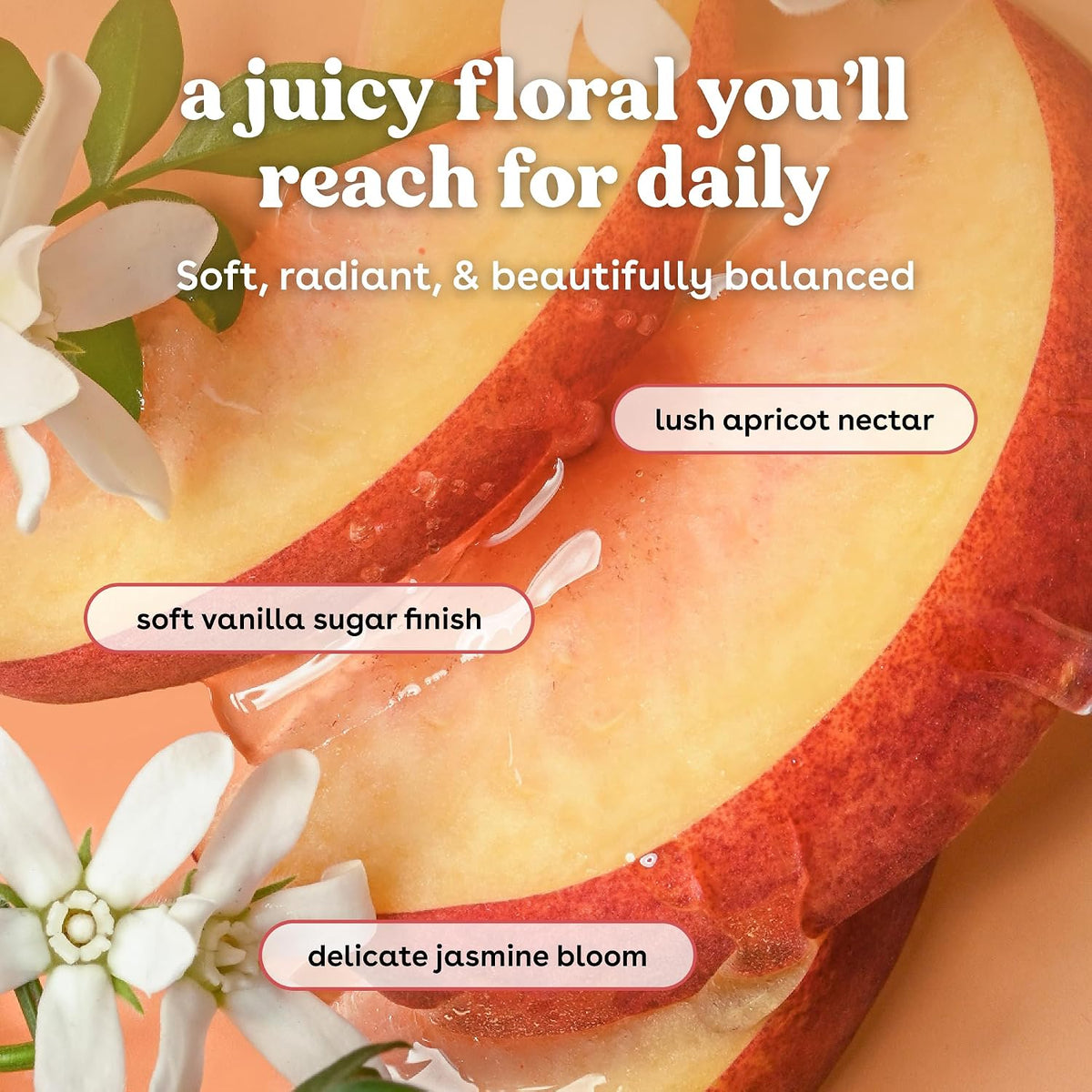 Fast absorbing eos body lotion with jasmine peach scent