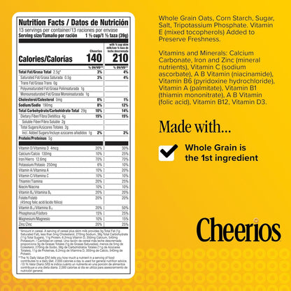 Heart healthy Cheerios toasted oat cereal