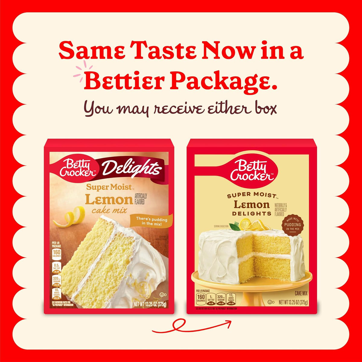 Betty Crocker Delights mix for lemon cake or cupcakes
