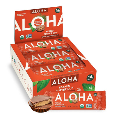 ALOHA organic plant based protein bar packaging