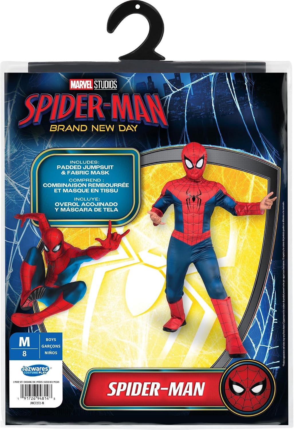 Printed Spider-Man jumpsuit with chest and arm padding