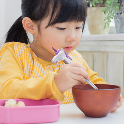 Kids' unicorn chopsticks with animated opening mouth