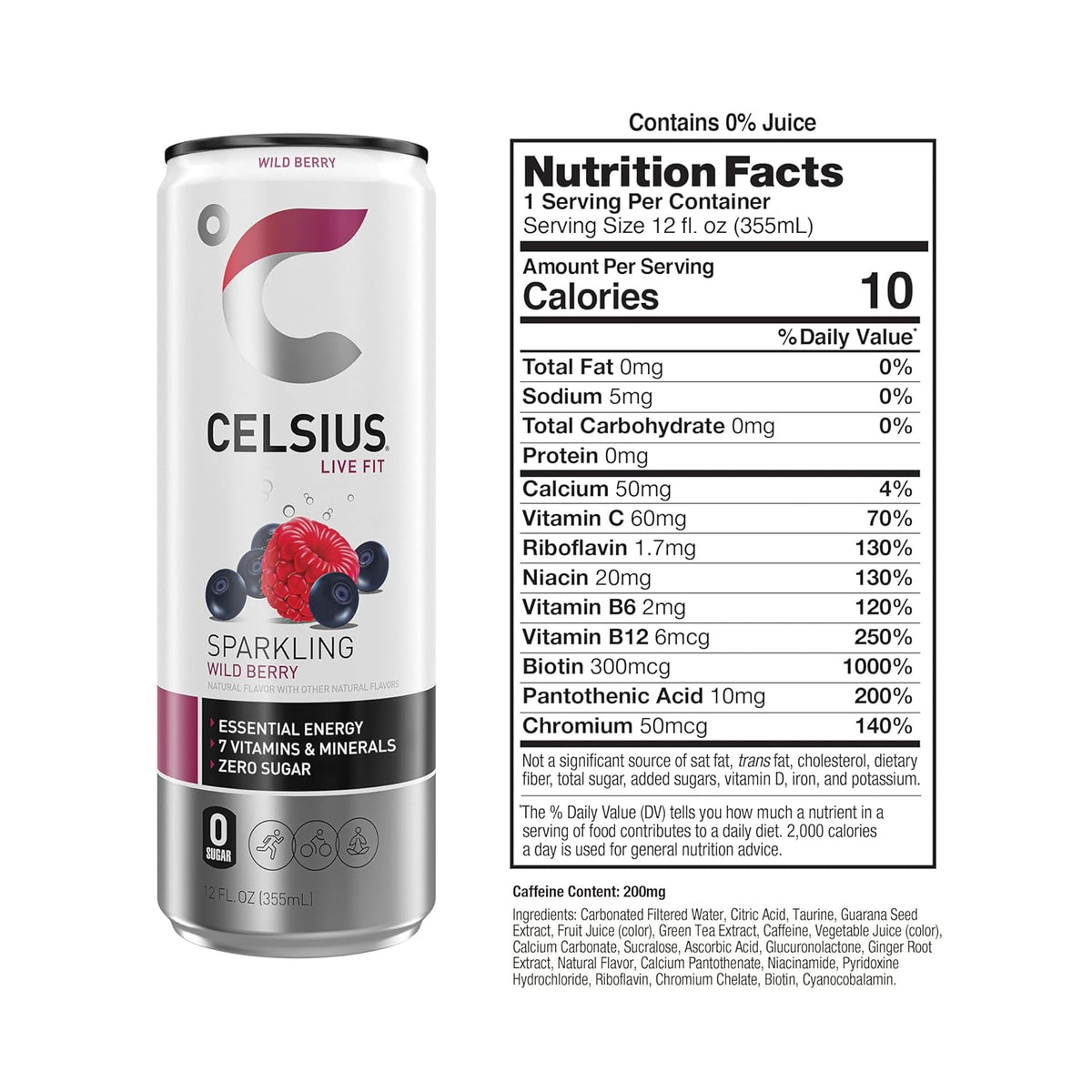 CELSIUS 12 fl oz Wild Berry energy drink pack