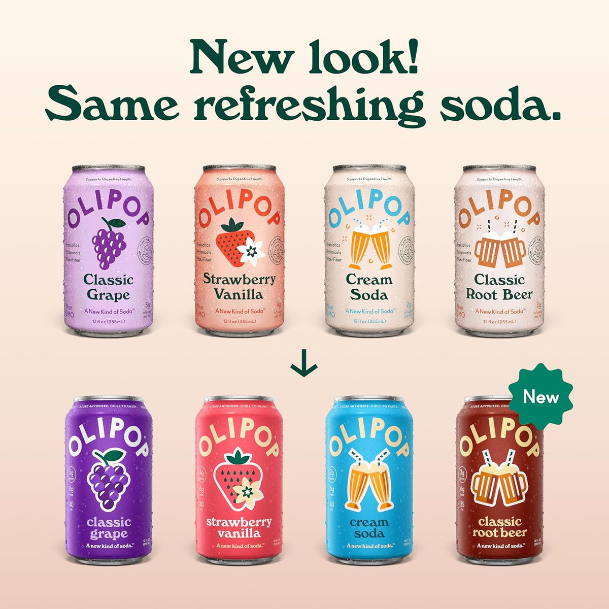 OLIPOP raspberry grape cola ginger lemon soda assortment