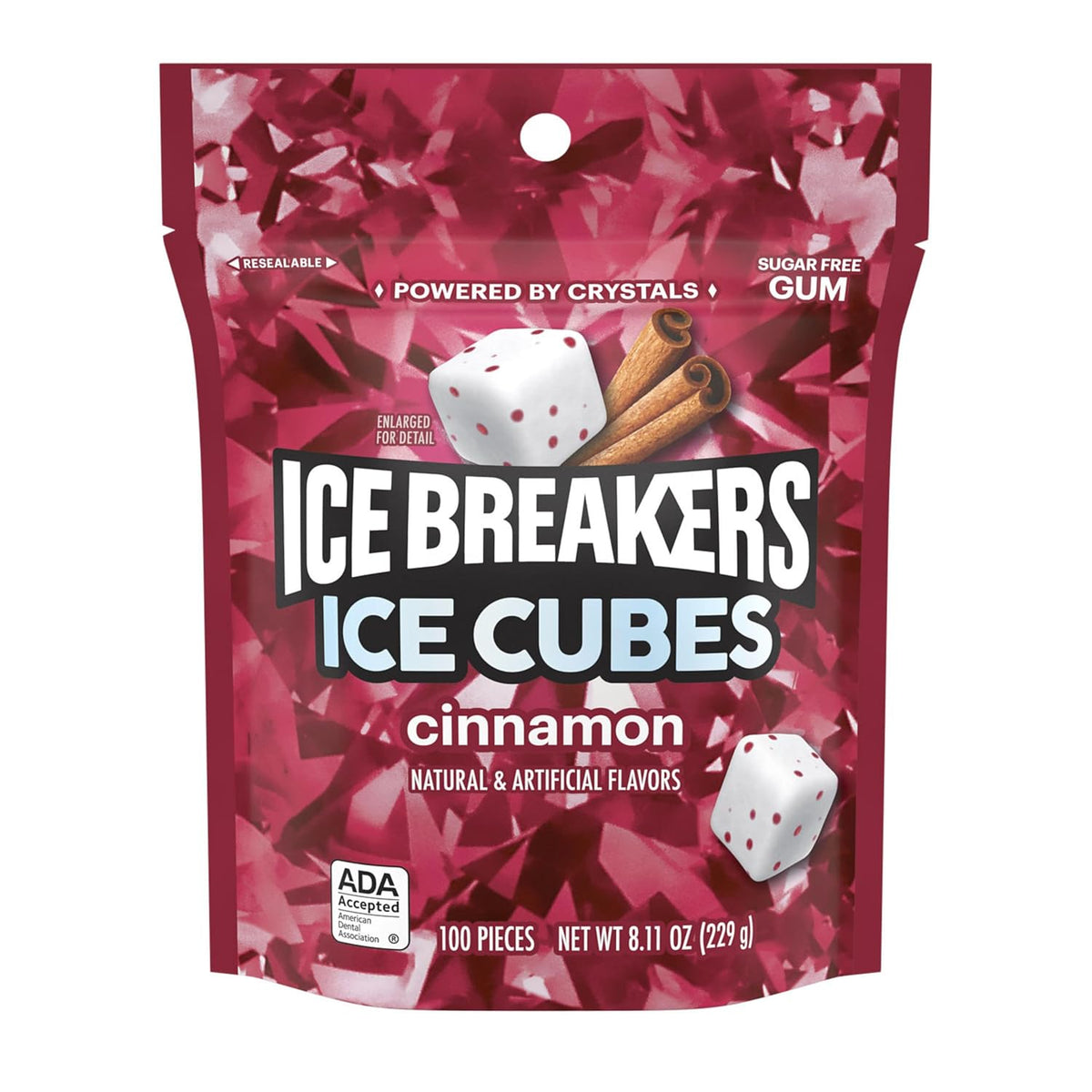 ICE BREAKERS cinnamon gum 8.11 oz pouch