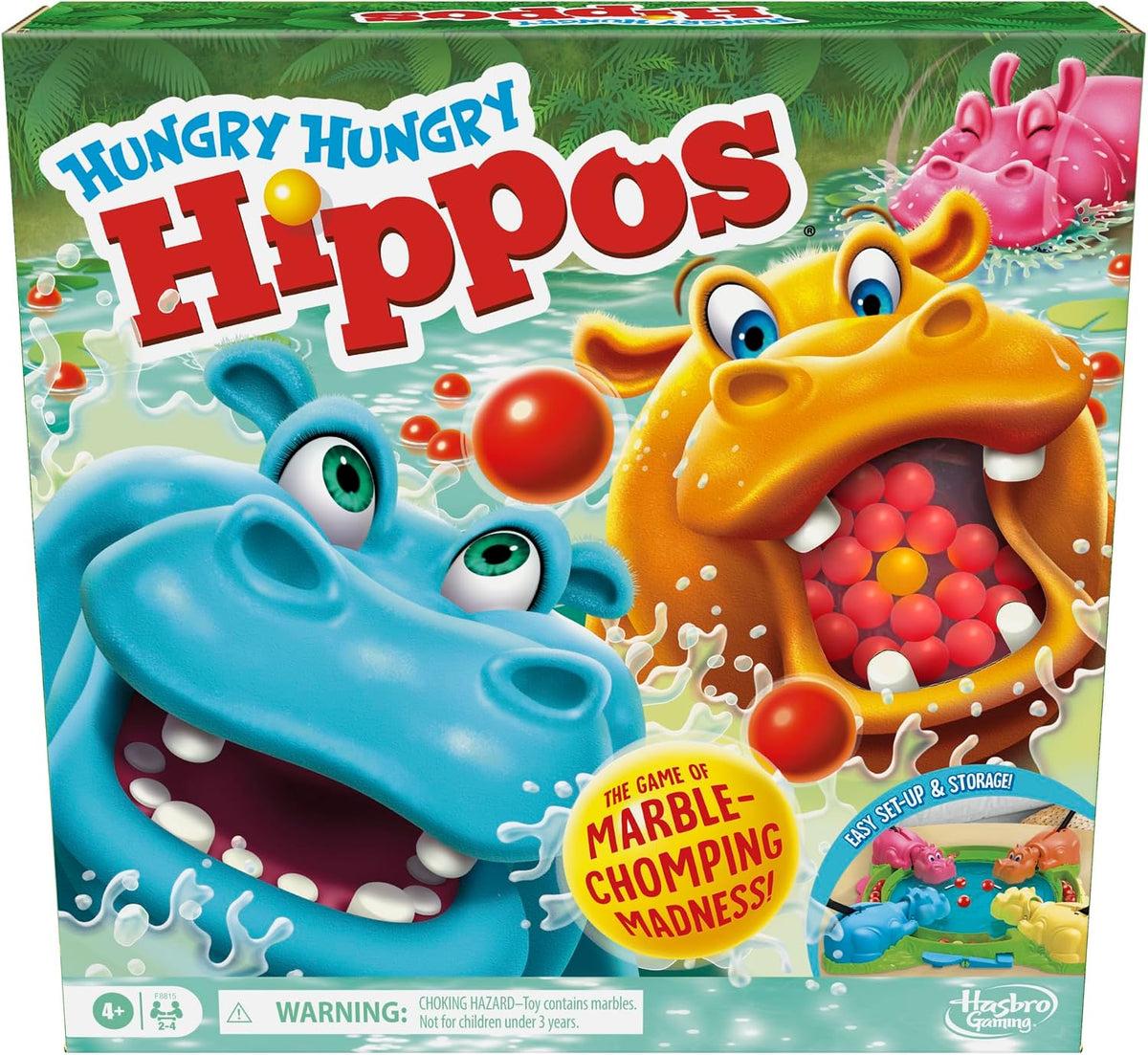 Hungry Hungry Hippos marble-chomping game for ages 4 and up