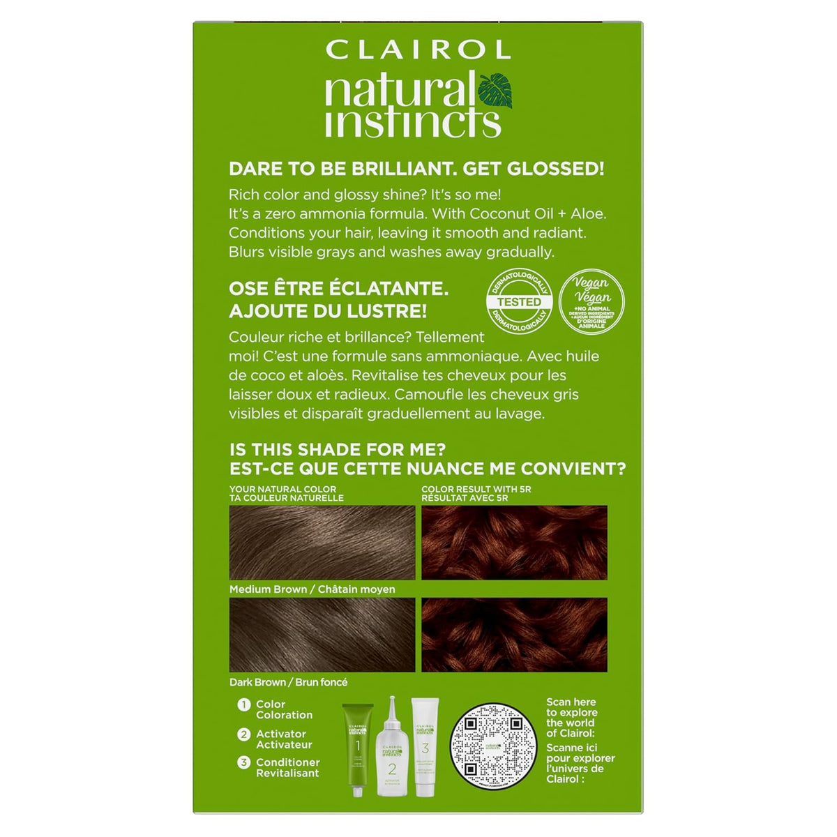 Clairol Natural Instincts zero ammonia hair dye