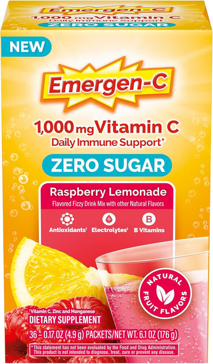 Emergen-C zero sugar immune support powder box