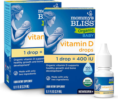 Organic baby Vitamin D3 drops bottle by Mommy's Bliss