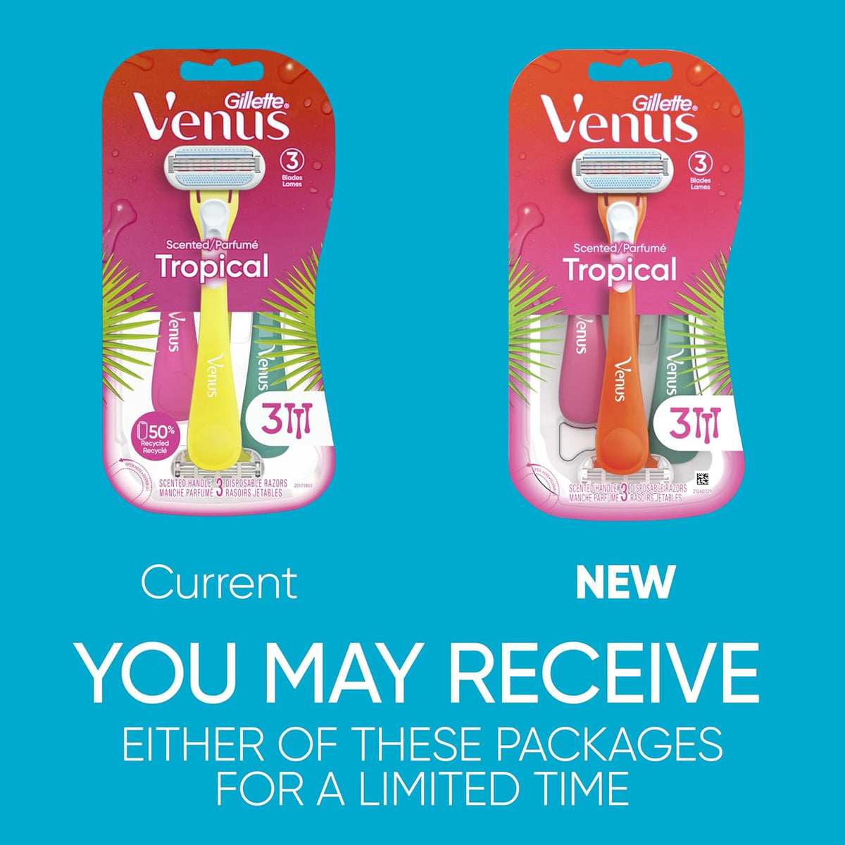 Women's disposable razor with three curve-hugging blades