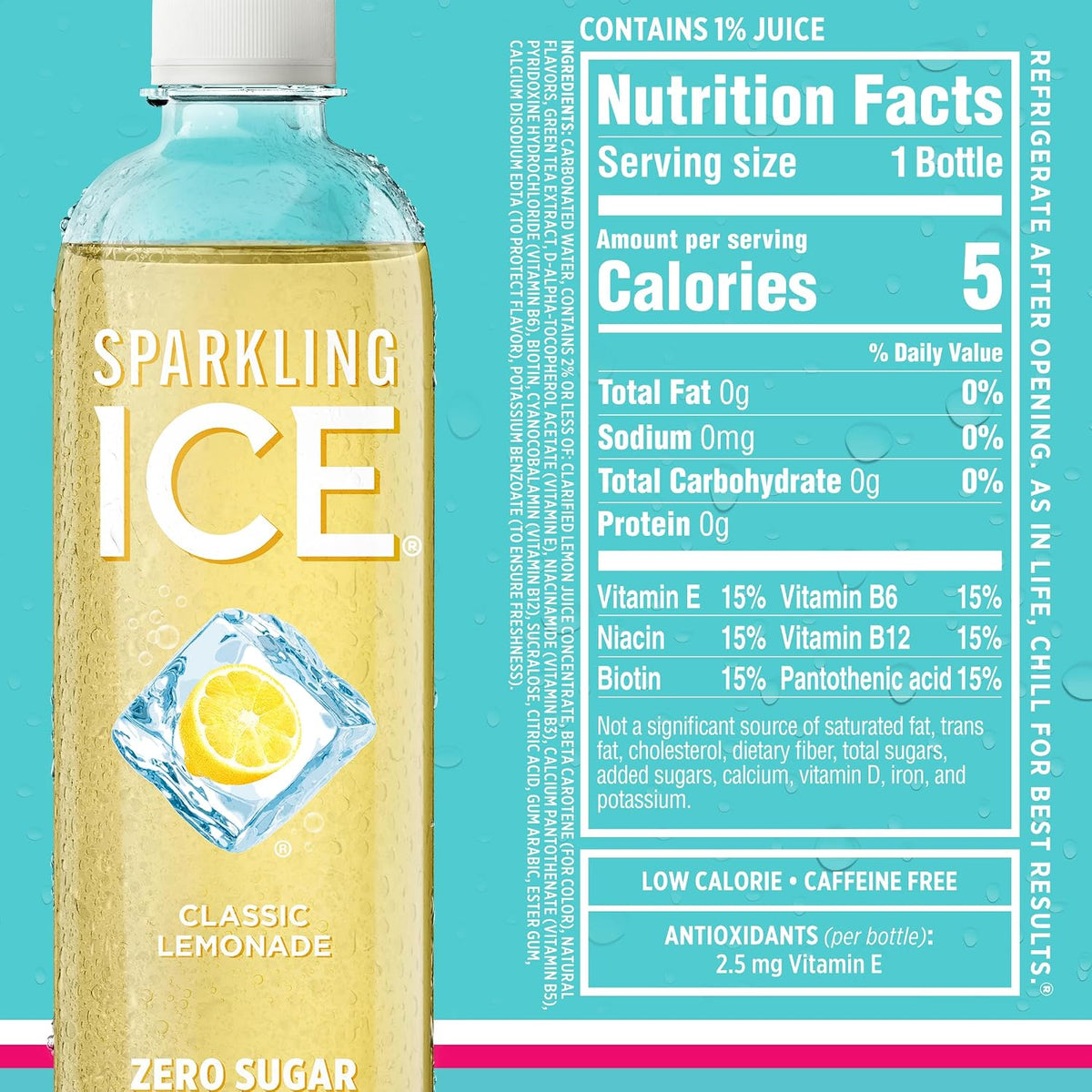 Sparkling Ice Classic Lemonade Strawberry Watermelon Grape Raspberry Lemon Lime