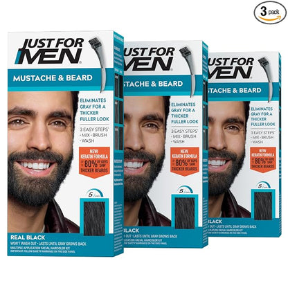 Just for Men Black M-55 mustache and beard dye 3 pack