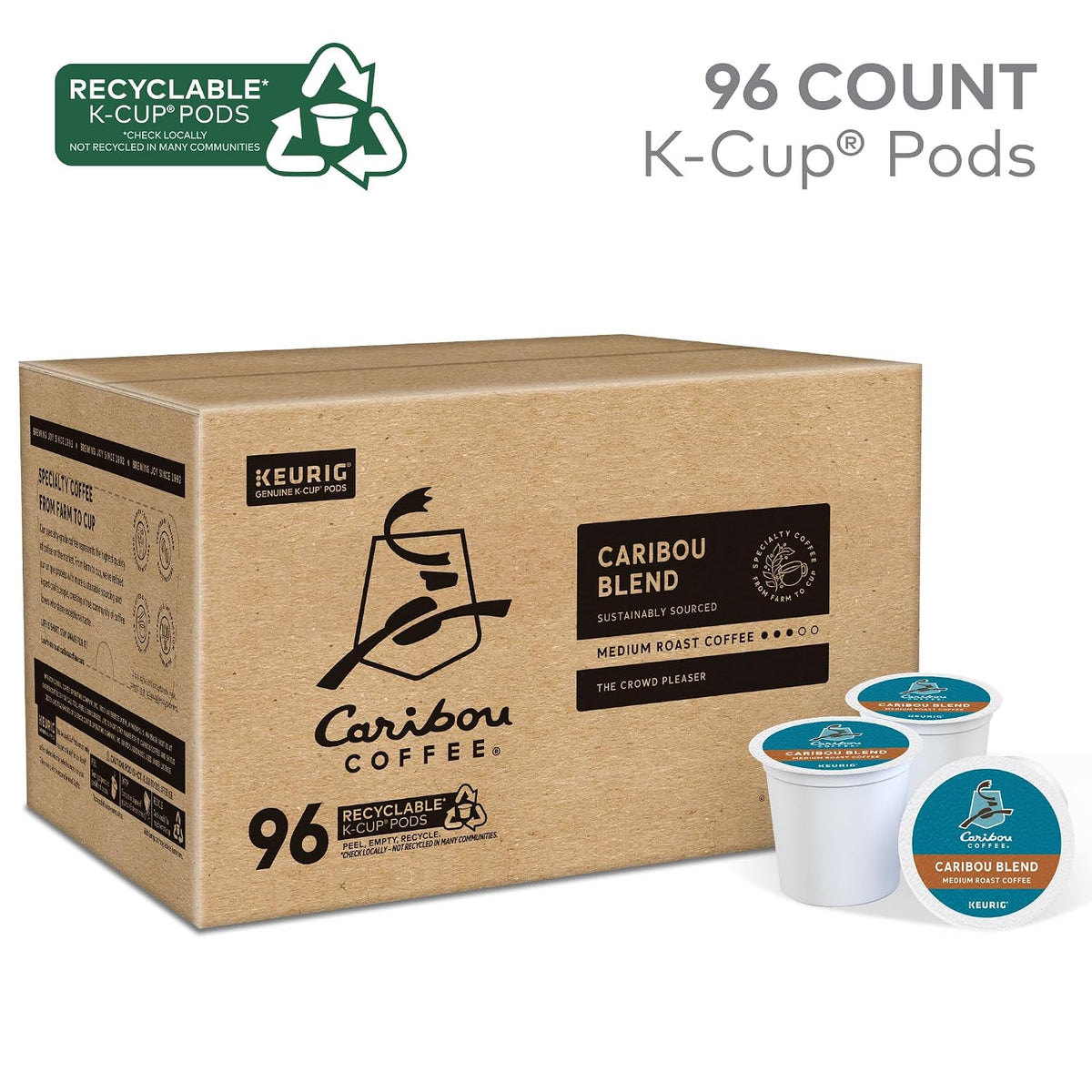 Caribou Coffee Caribou Blend medium roast coffee packaging