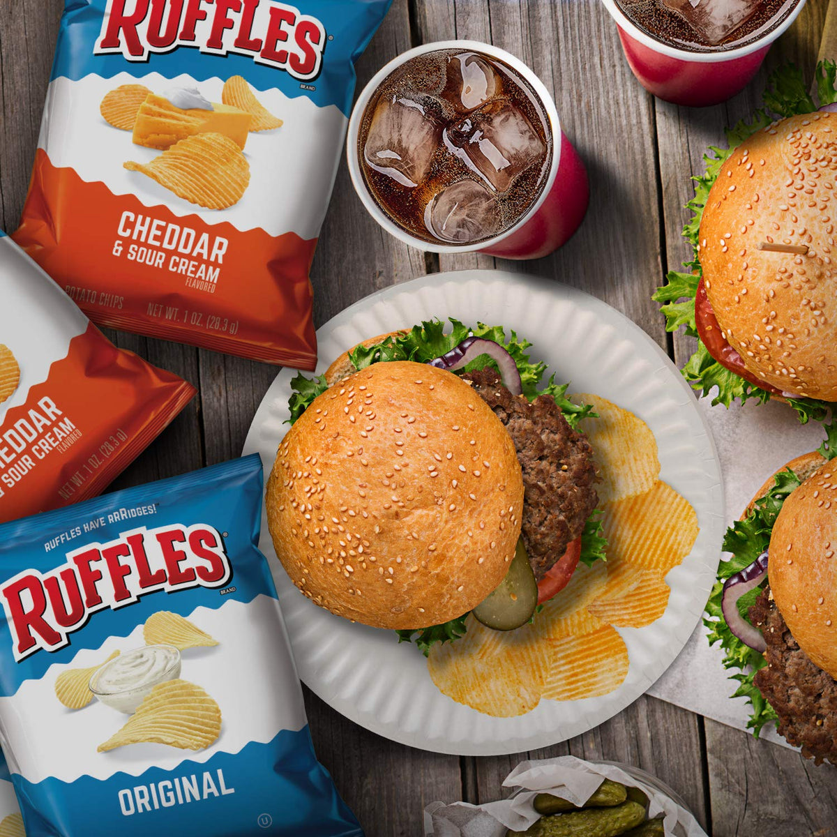 Ruffles 40 count potato chip variety pack