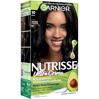 Garnier Nutrisse black permanent hair color kit