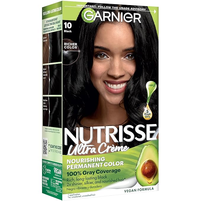 Garnier Nutrisse Ultra Crème Hair Color 10 Black box