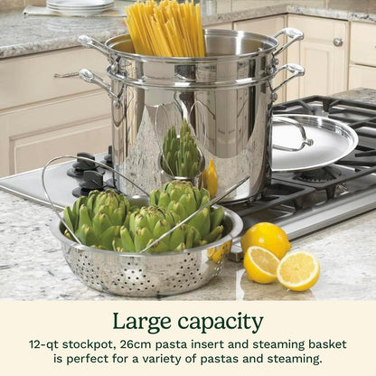 Stainless steel steamer basket and stockpot cookware set