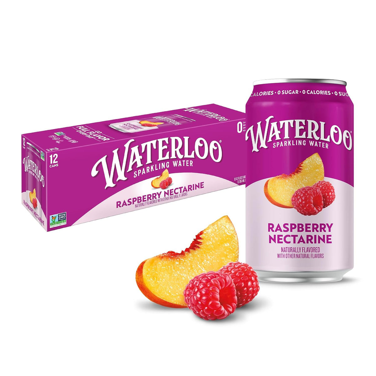Waterloo Sparkling Water Raspberry Nectarine cans