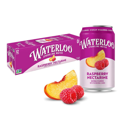Waterloo Sparkling Water Raspberry Nectarine cans