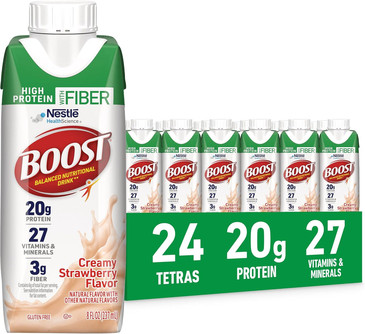 BOOST strawberry balanced nutritional shake with protein
