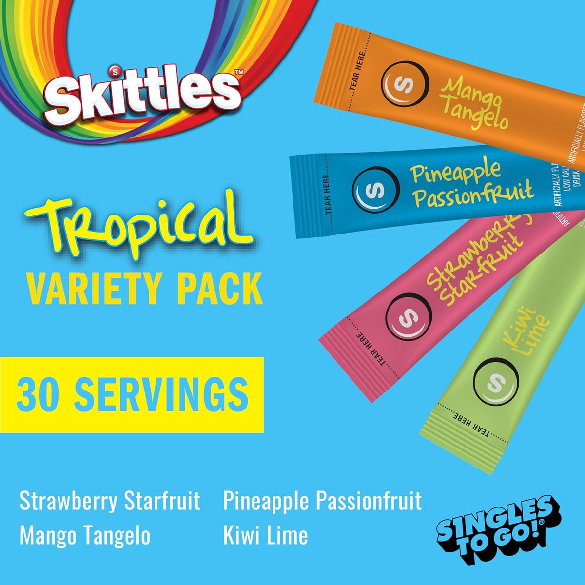 Zero sugar Skittles water enhancer packets