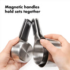 OXO measuring set with four cup sizes and four spoon sizes