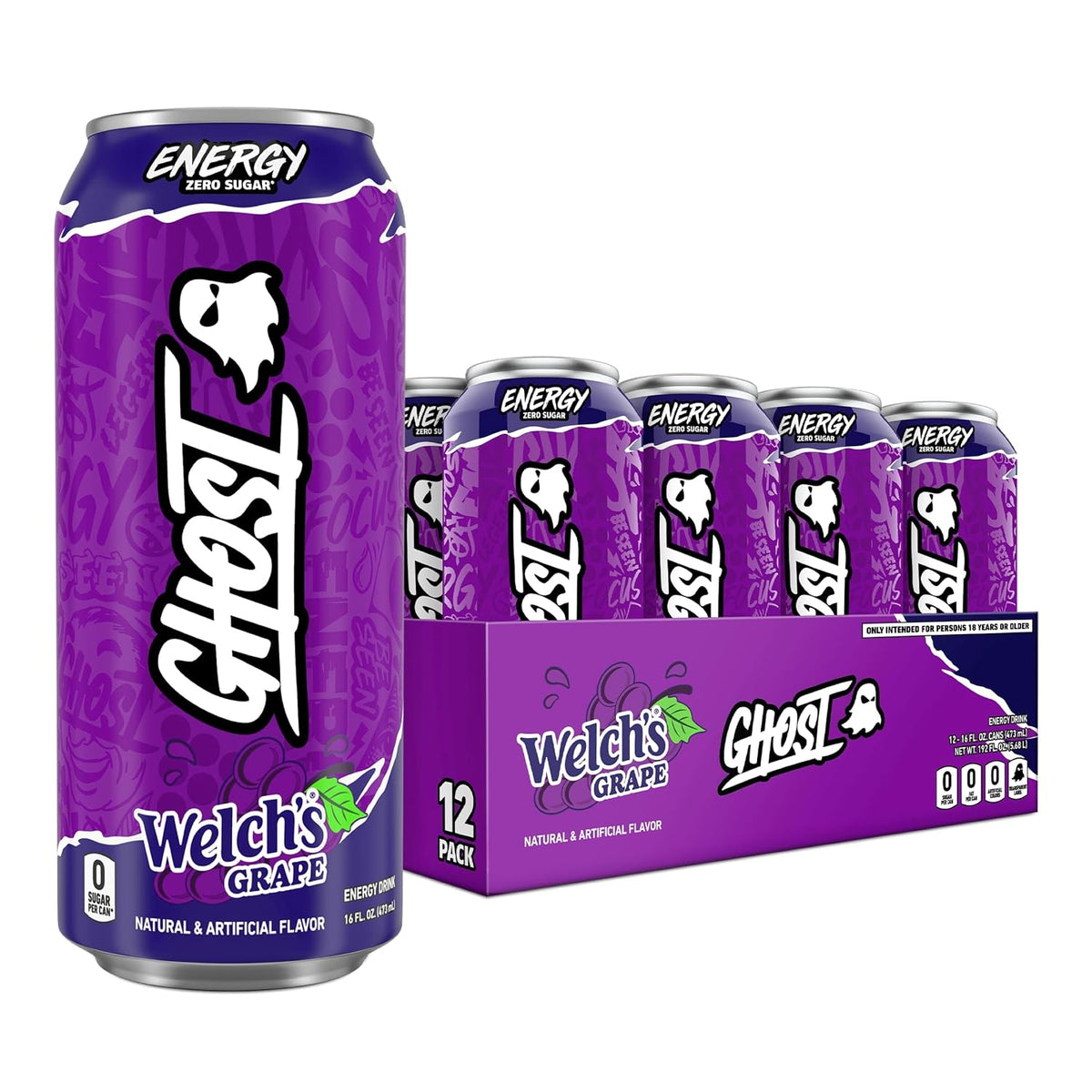GHOST Energy Drink 16 oz cans Welch's Grape