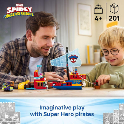 Team Spidey Pirate Ship LEGO playset for kids ages 4 plus