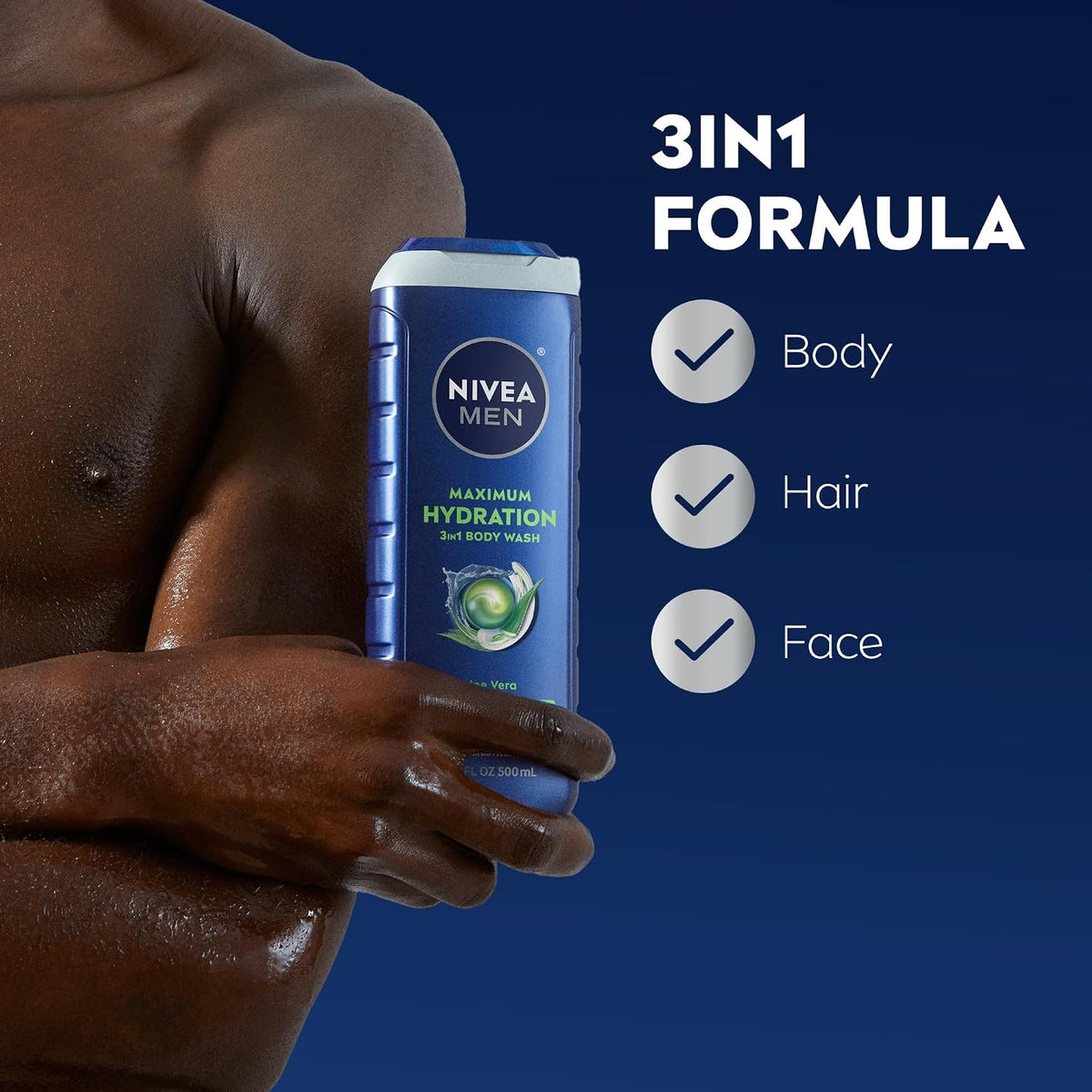 NIVEA MEN 3-in-1 body wash face wash and shampoo