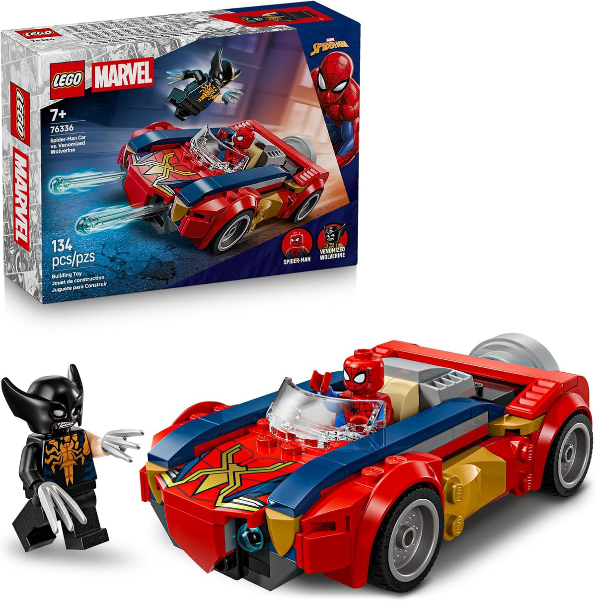 Spider-Man and Venomized Wolverine LEGO minifigures