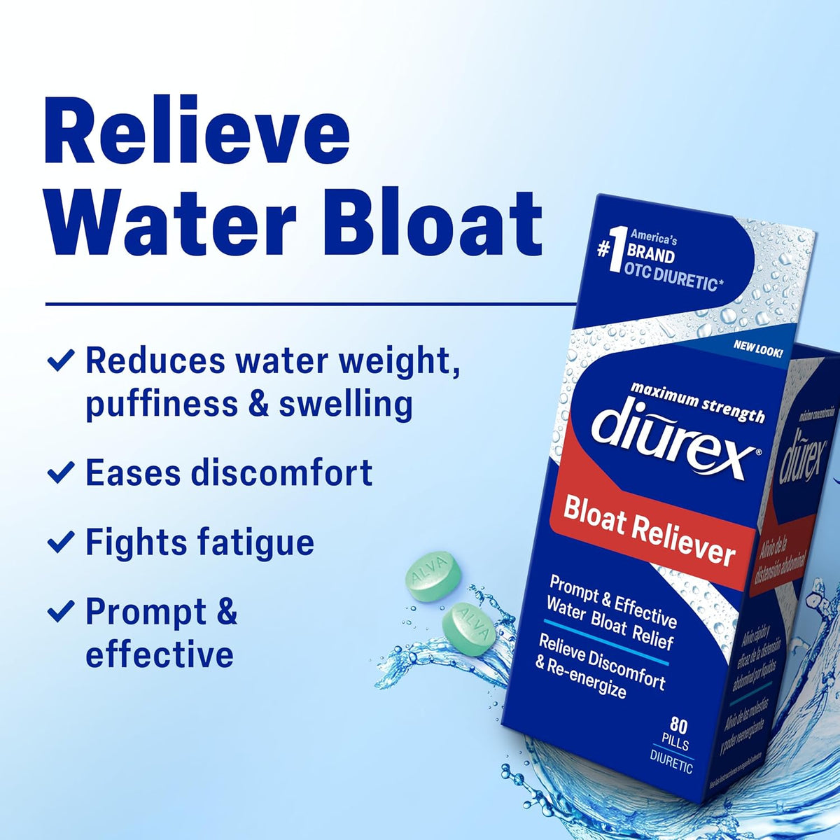 Diurex water pills for periodic water bloat support