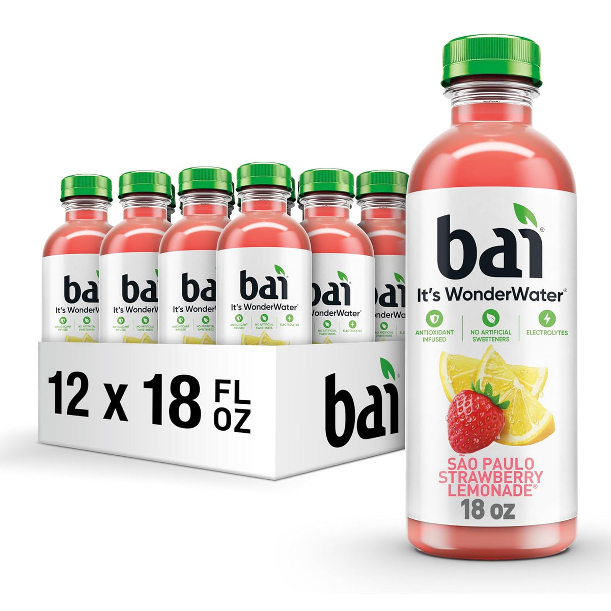 Bai strawberry lemonade flavored water, 18-fluid-ounce bottle