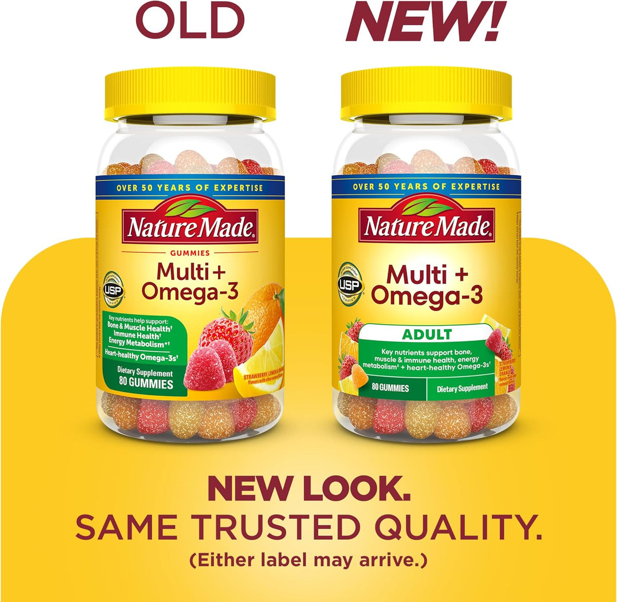 Multivitamin gummies with omega-3 fruit flavors