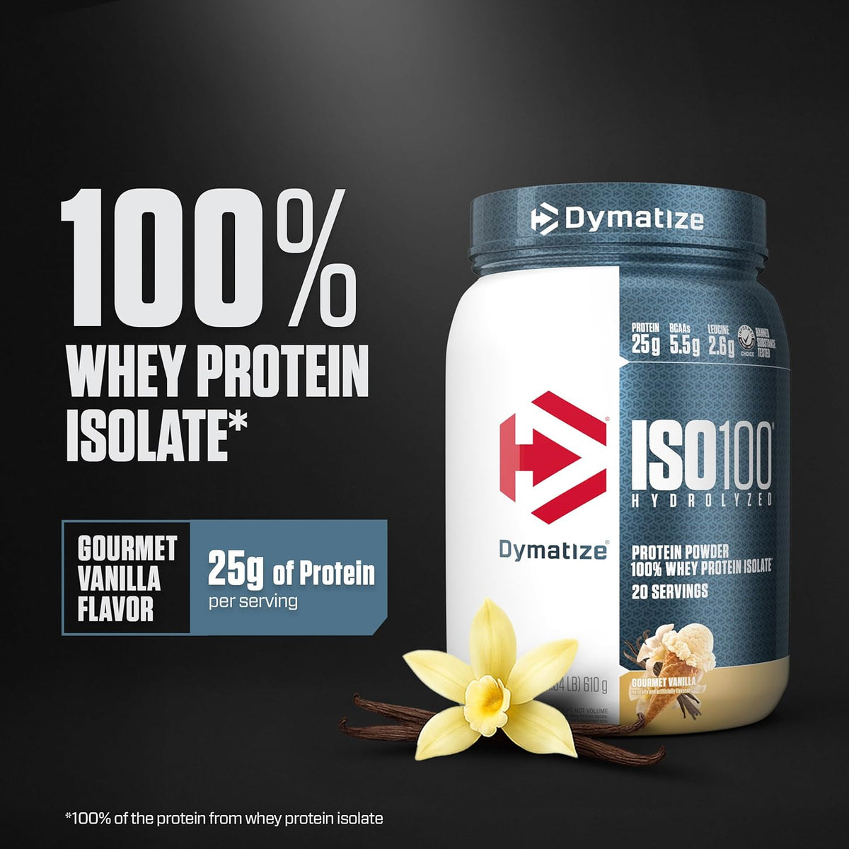Gourmet Vanilla Dymatize ISO100 protein powder