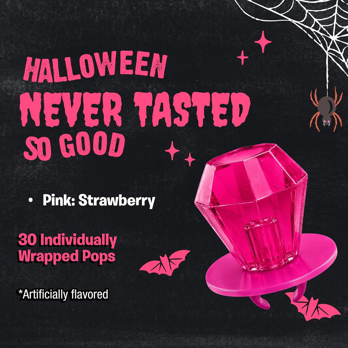 Bulk Halloween candy bag of pink Ring Pops