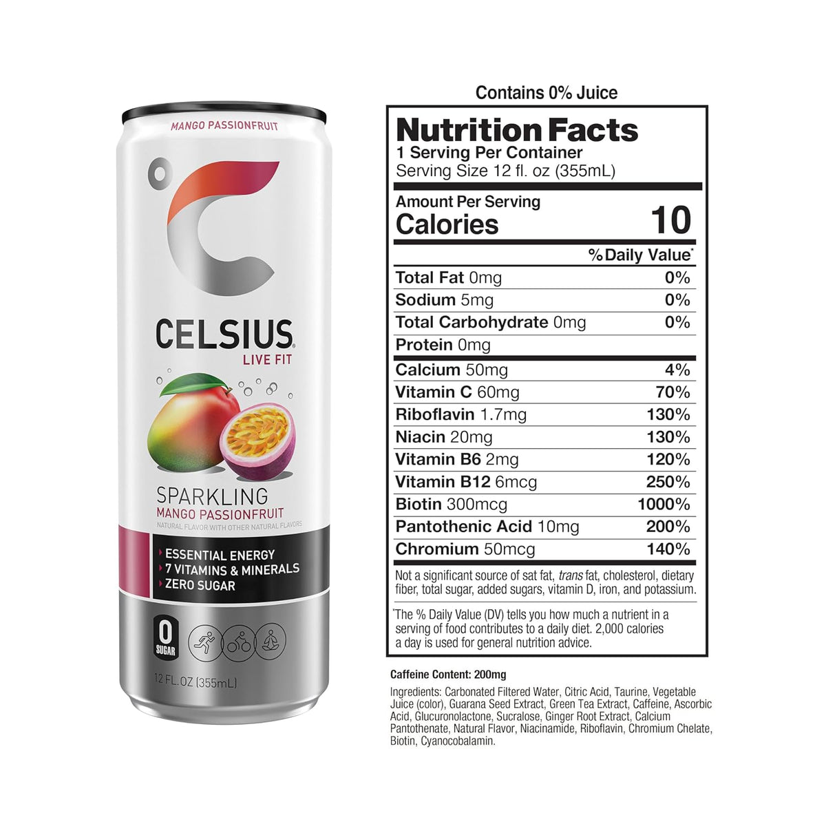CELSIUS zero sugar sparkling energy drink pack