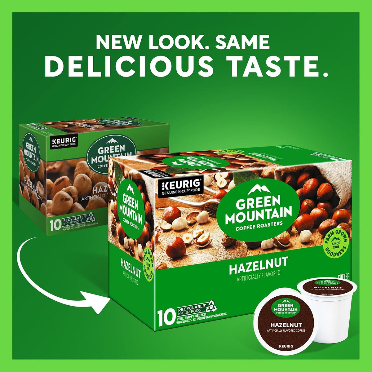 Hazelnut light roast coffee pods for Keurig brewers