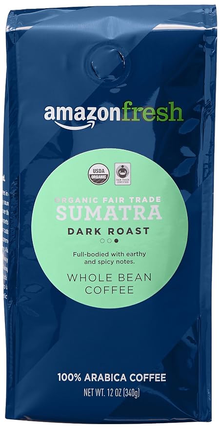 Amazon Fresh organic Fair Trade Sumatra whole bean coffee