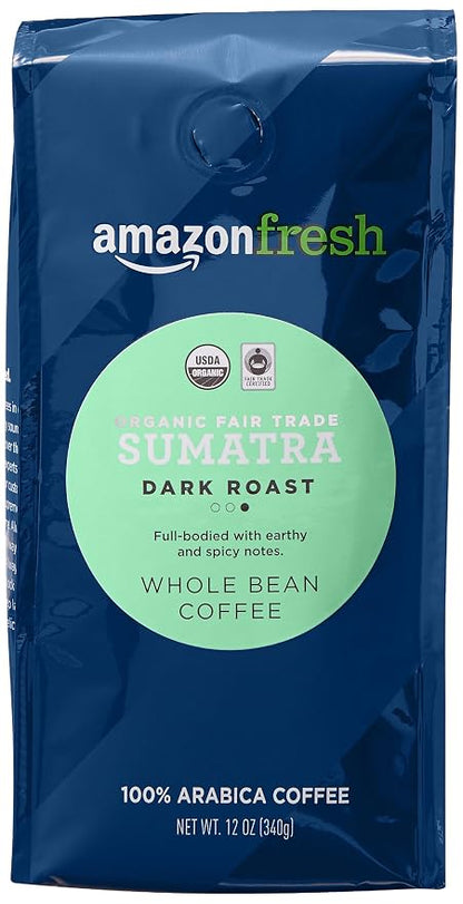Amazon Fresh organic Fair Trade Sumatra whole bean coffee