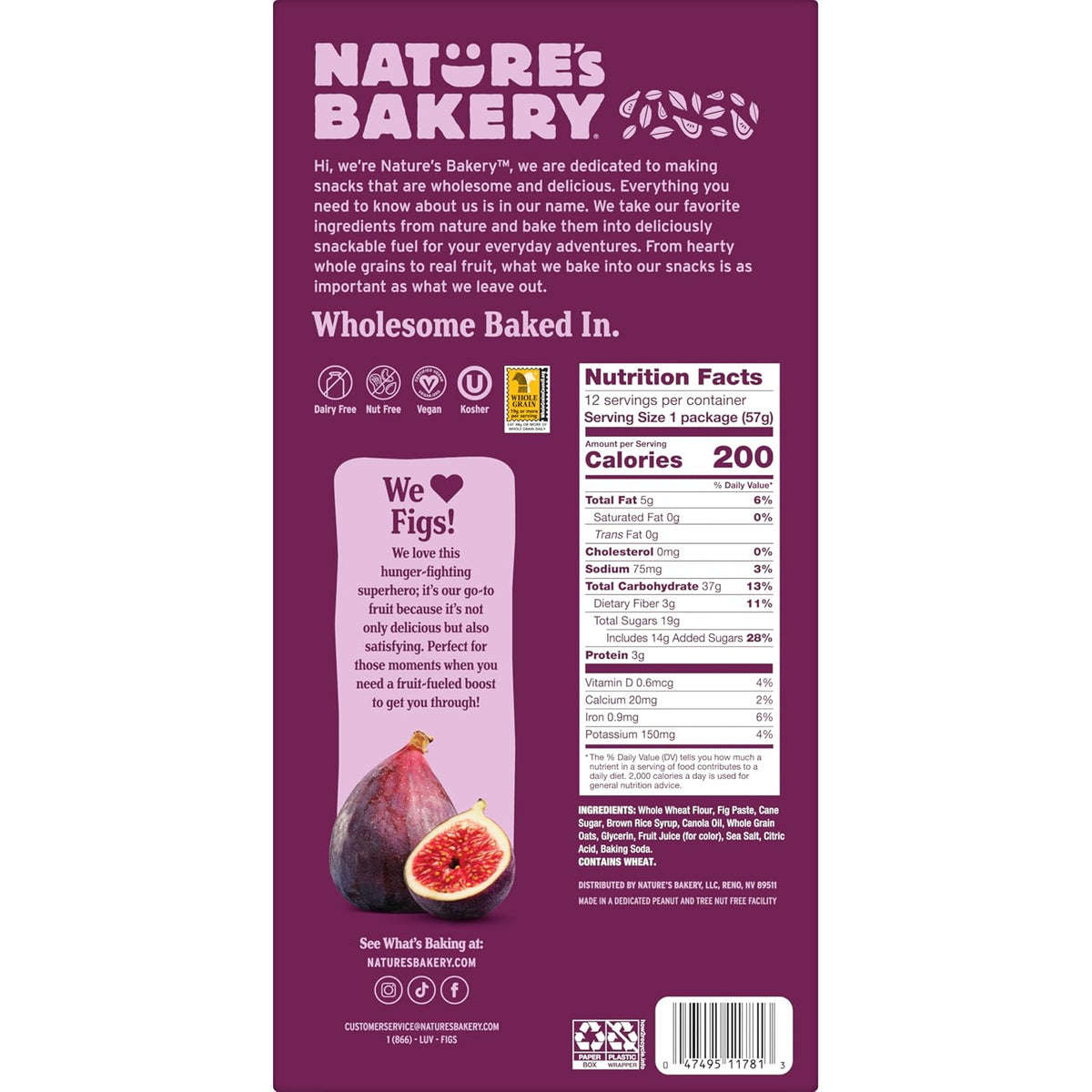 Nature’s Bakery fig snack bars nut free