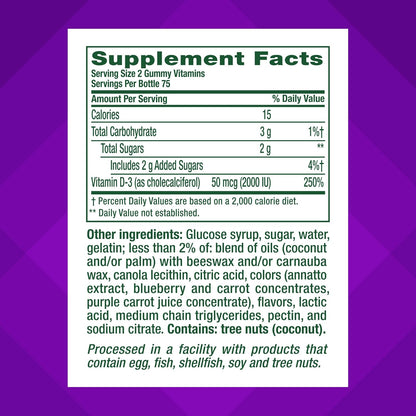 Adult vitamin D gummies for bone and immune support