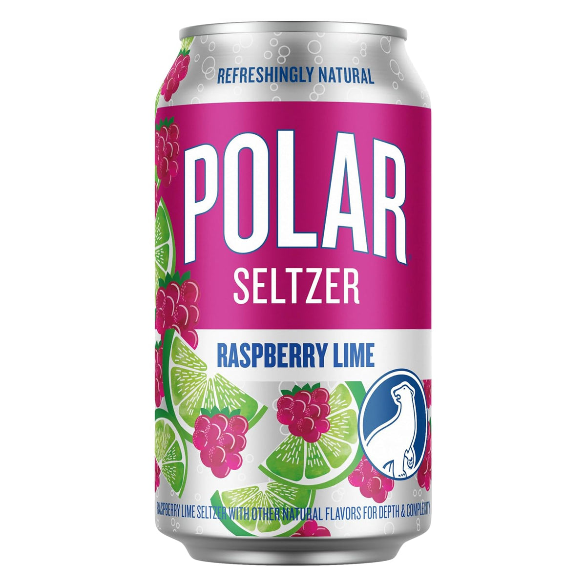 Premium sparkling water raspberry lime flavor