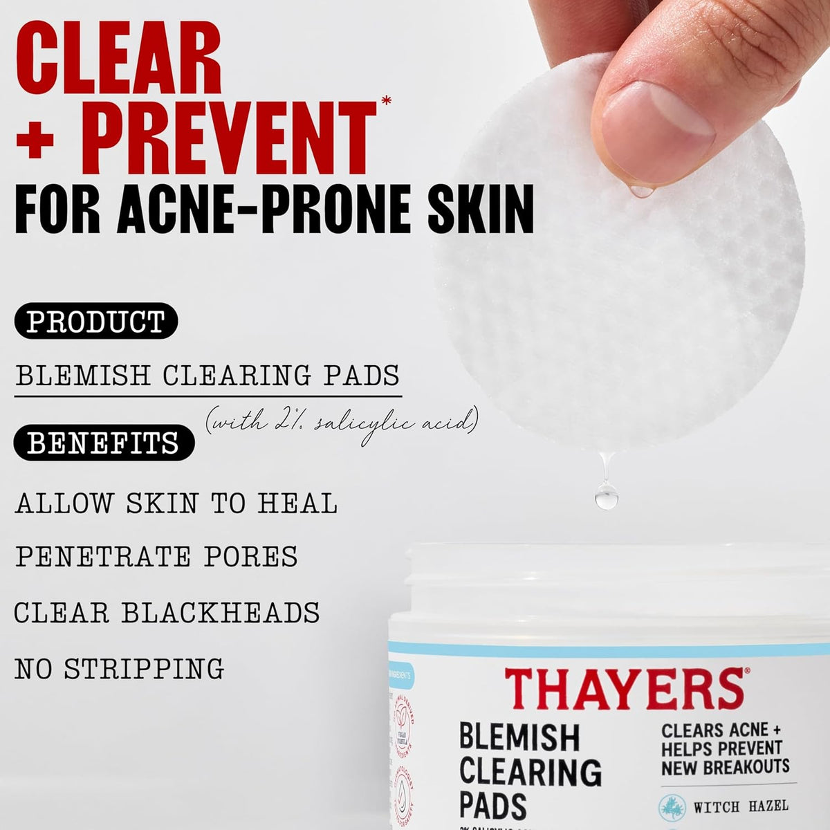 THAYERS 2 percent salicylic acid face care pads