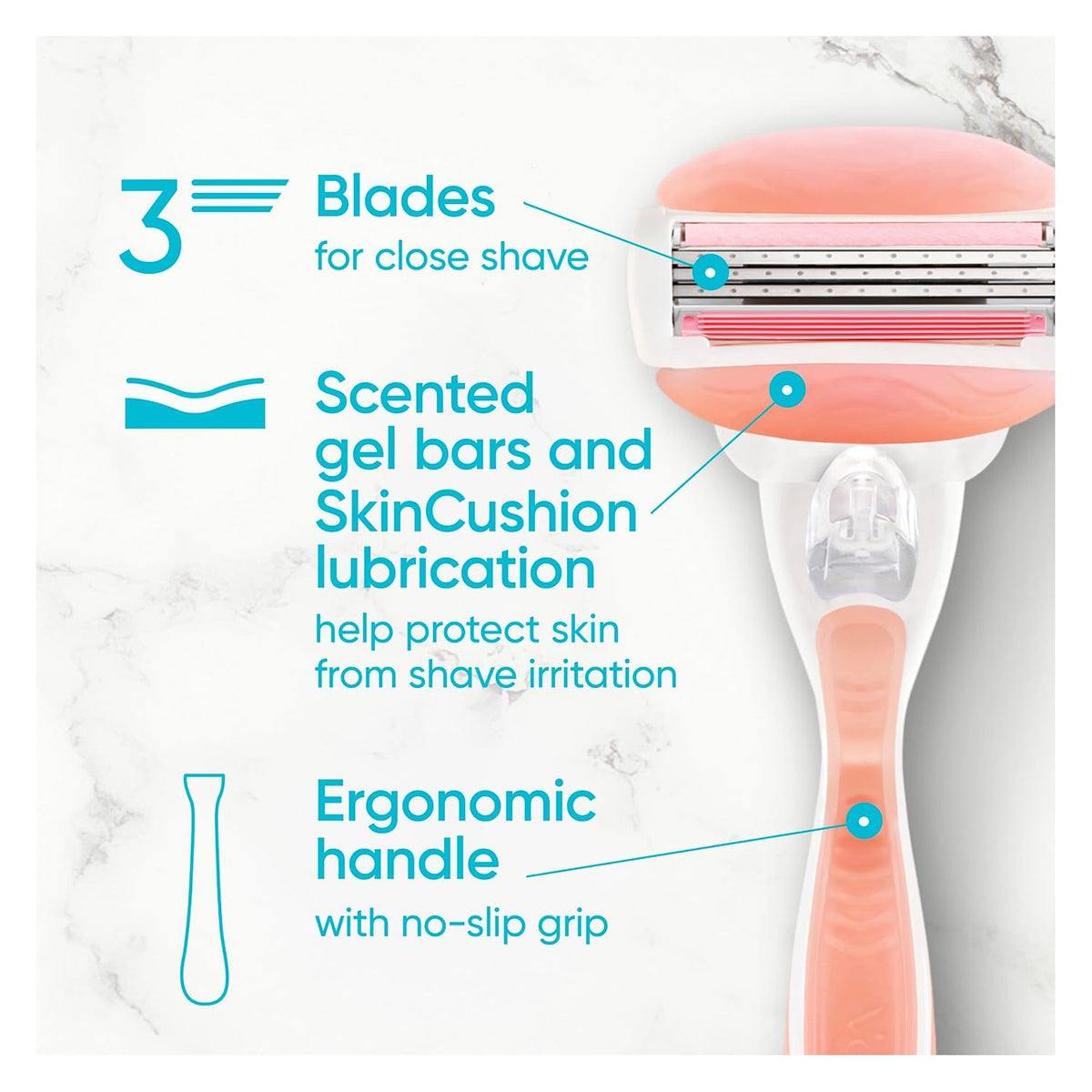 ComfortGlide White Tea razor refill pack for women