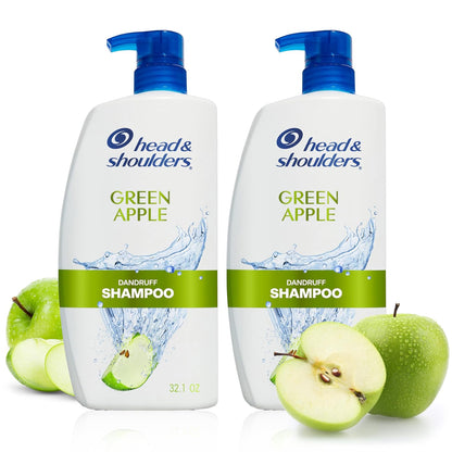 Two 32.1 fl oz bottles of green apple shampoo
