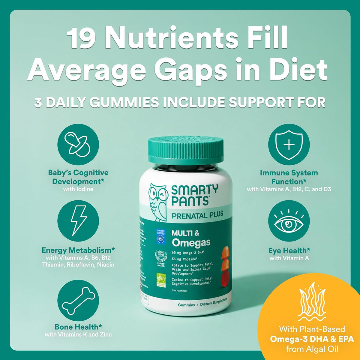 SmartyPants prenatal vitamin gummies two fruit flavors