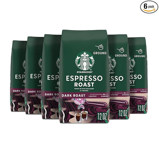 Starbucks Espresso Roast ground coffee six pack