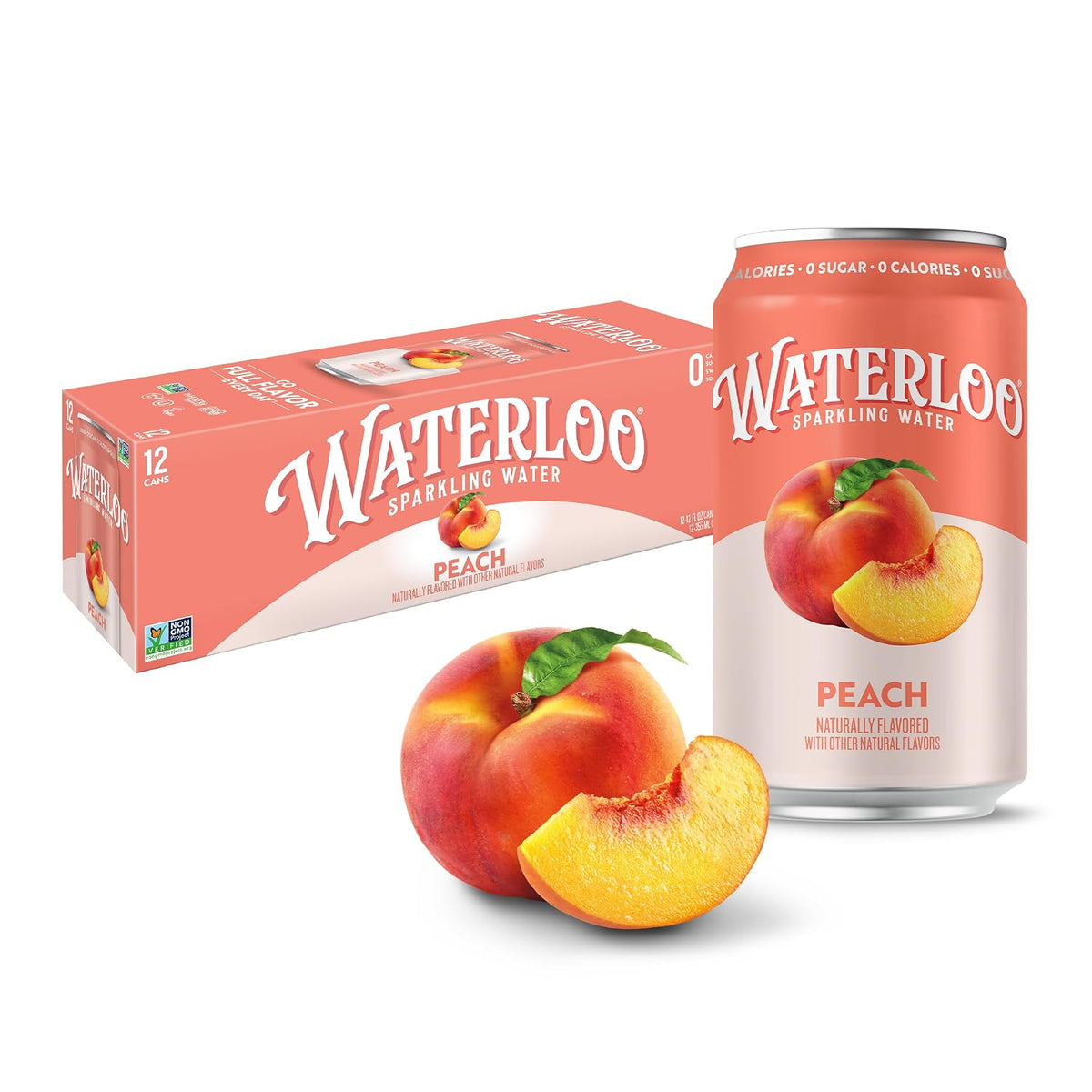Waterloo Sparkling Water Peach 12 fl oz cans