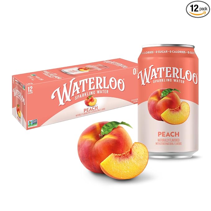 Waterloo Peach sparkling water 12 pack cans